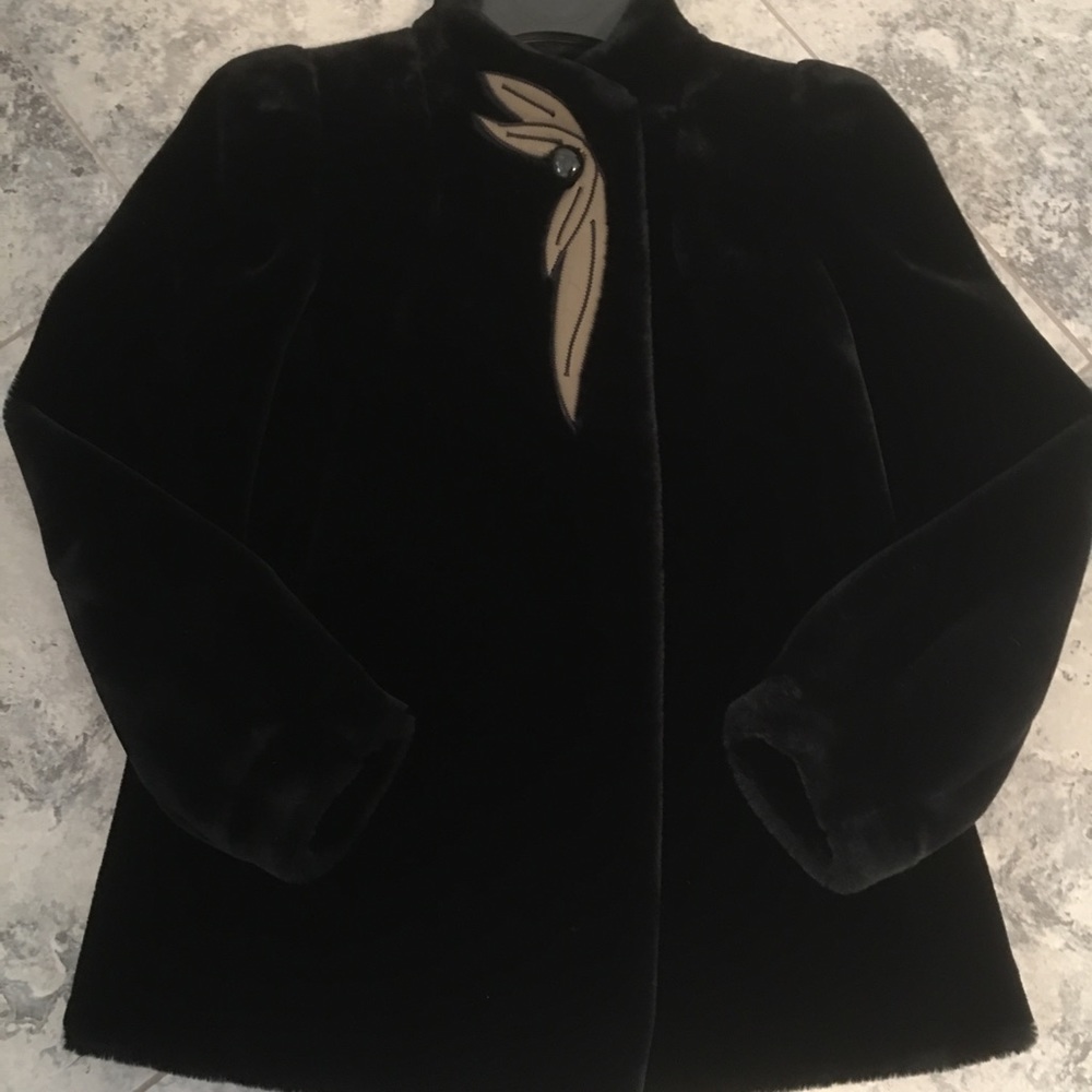 VINTAGE SASSON BLACK LUX FAUX FUR COAT.